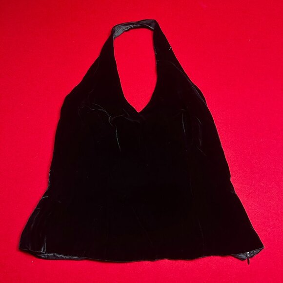 Vintage Black Velvet Wide-Leg Pants w/ Satin Waist & Cord Hem – Size 10 - Picture 6 of 9